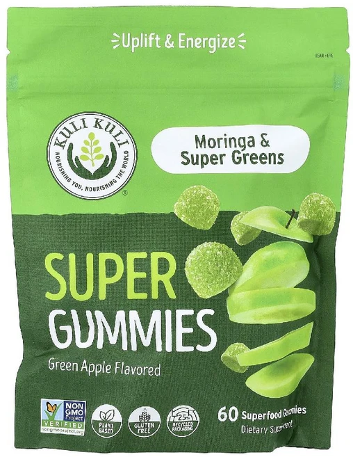 쿨리쿨리 모링가 슈퍼 그린 구미젤리 청사과맛 Moringa Super Greens 60개, Kuli Kuli, 슈퍼 구미젤리, 모링가 및 그린, - 쿠팡
