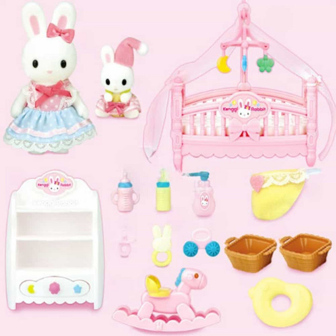 TOP 콩지래빗 미니어처장난감 인형놀이세트 아기방 역할놀이인형