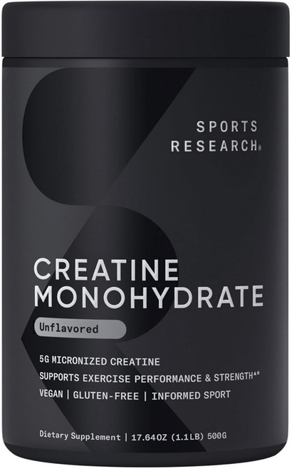 SPORTS RESEARCH 一水肌酸粉 無味, 1罐, 500g