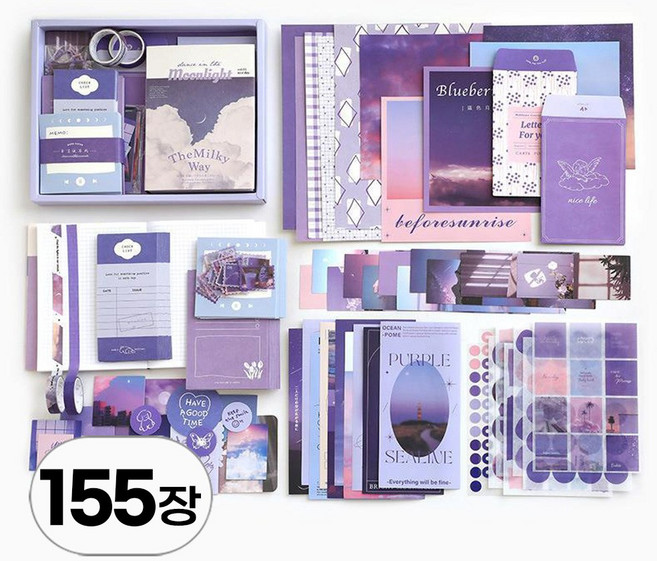 대용량 세트 빈티지 다꾸 스티커 메모지 배경지 패키지 레트로 스타일 키치 감성 sticker 팩 인스 용품 다이어리 꾸미기 조각 씰 스티커북, R99803E(B-4 155장, 1세트