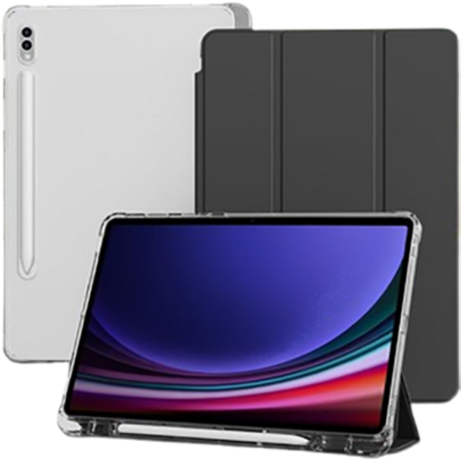 아이두지 갤럭시탭 S6 lite 라이트 펜수납 투명 케이스, 블랙, 1개