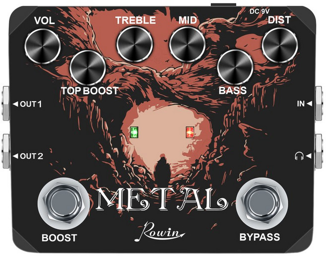 Rowin 헤비 메탈 디스토션 기타 이펙트 페달 80년대 또는 90년대 사운드 이어폰 사용, Metal
