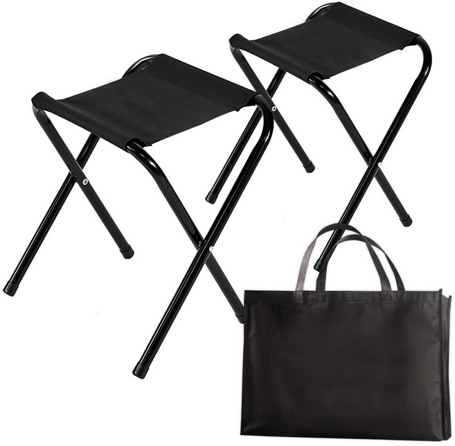 케이포캠프 X형 소형 낚시 접이식 휴대용 미니의자 블랙 2개, 단품