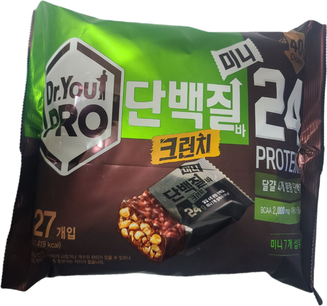 닥터유 프로단백질바 크런치 한입쏙 34p, 280g, 6개