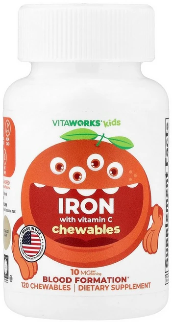 VitaWorks Kids Iron With Vitamin C Chewables Orange 120 Chewables - 쿠팡