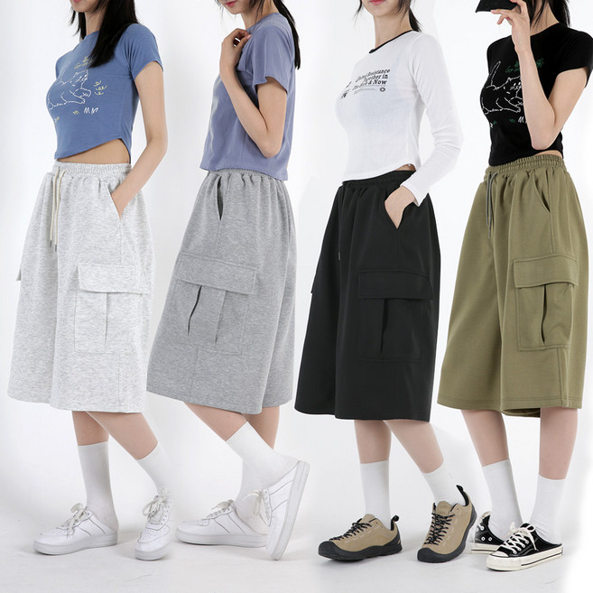 오버나인 여성 5부 7부 기장선택 버뮤다 카고 팬츠 반바지