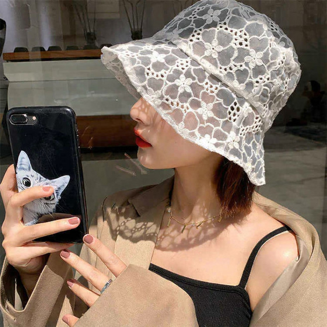소우샵 레이스 망사 버킷햇 햇빛 차단 벙거지 모자