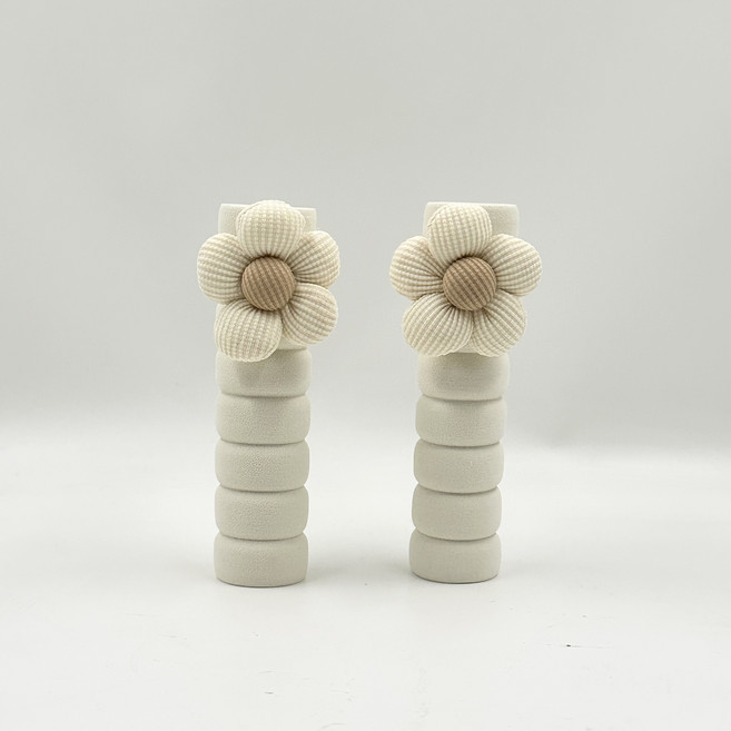 하비토 정전기 방지 플라워 문고리 손잡이 쿠션 커버, 아이보리