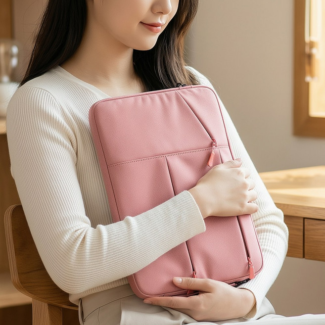 멀티포켓 맥북 그램 갤럭시북 노트북파우치 13인치 15인치 16인치, 1개, 핑크