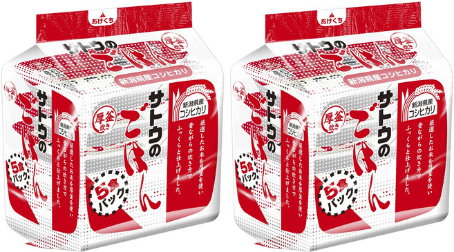 SATUO 灑拖 新潟縣特產即食越光白米飯 5盒入, 1kg, 2袋