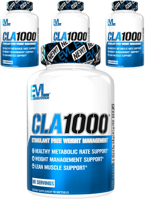 EVLUTIONNUTRITION CLA 1000mg 웨이트 매니지먼트 글루텐 프리 소프트젤, 90정, 4개 - 쿠팡