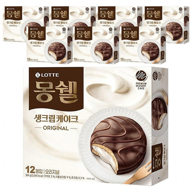 맛있는 롯데 몽쉘 오리지널 생크림케이크 12입 408g x 8개, 1개, 1g