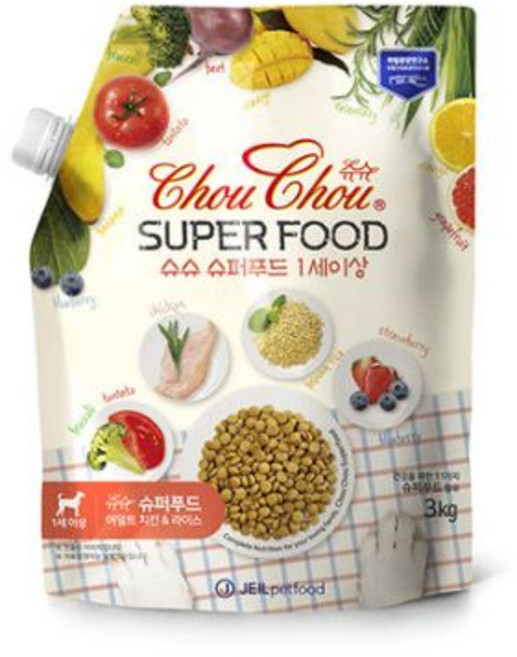 슈슈 슈퍼푸드 어덜트 치킨 앤 라이스 3kg 2개강아지 사료, 2개, 곡물