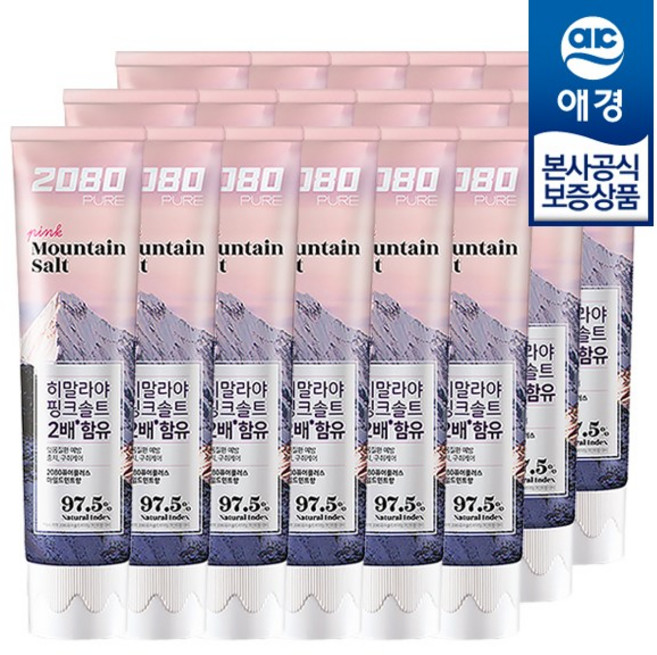 2080 핑크솔트 마운틴 퓨어 플러스 치약, 150g, 18개