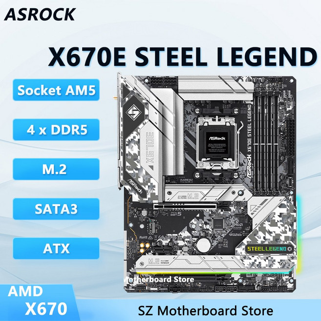 ASROCK X670E 스틸 7600X 라이젠 X670 DDR5 CPU 7950X3D PCIE AM5 메인보드 7900X3D 7800X3D AMD ATX 9600X 레전드