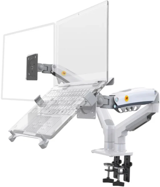 NB F160 10-17.3" 노트북 마운트 회전 에어 프레스 풀 모션 가스 스트럿 LCD TV 테이블 스크린 스탠드 모니, 01 빠른, 04 white