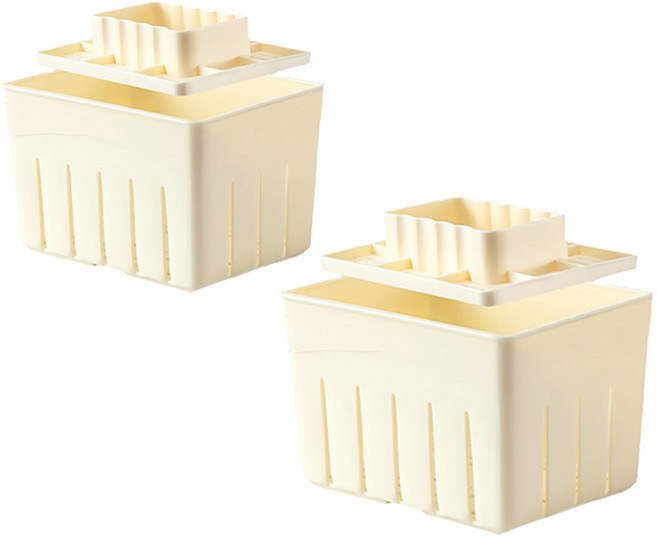 투데이리빙 2p 세트 그릭 요거트 두부틀 가정용 콩물 프레스 물기 제거 탈수기 유청 분리 기계 야채 채소 치즈 제조기, 2개