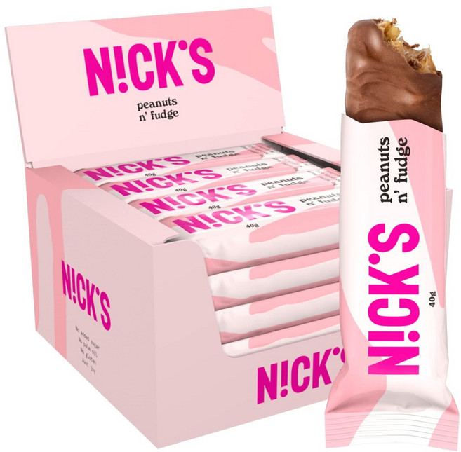 NICKS 닉스 땅콩 앤 퍼지 케토바 초코바 노슈가 초콜렛 무설탕 저탄수화물 15개입, 40g