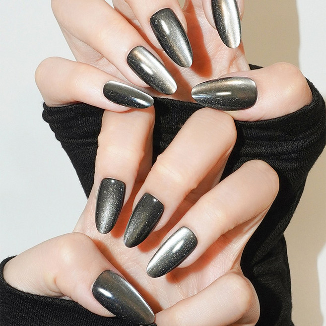 핑거힐 블랙쉐도우 글로우 핑거프레스 네일팁, 1개, 블랙쉐도우_XS