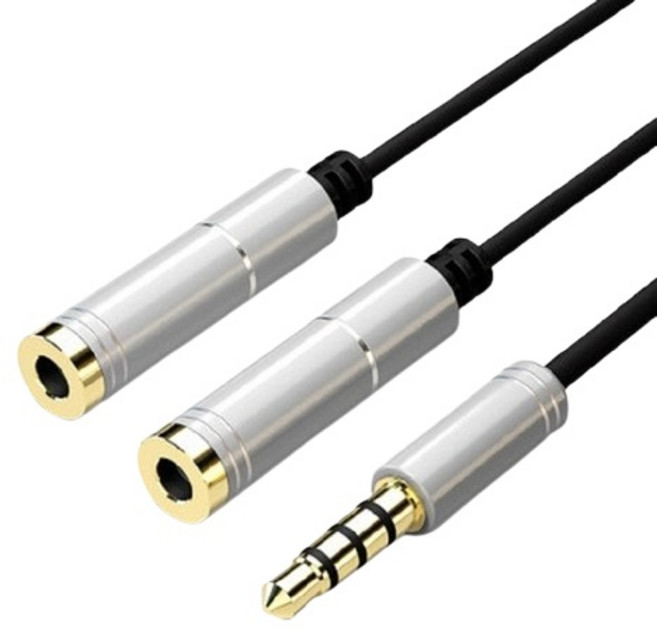 3.5mm 音源分接線轉接器, 3.5mm耳機分線器-銀色, 1個, 134-41