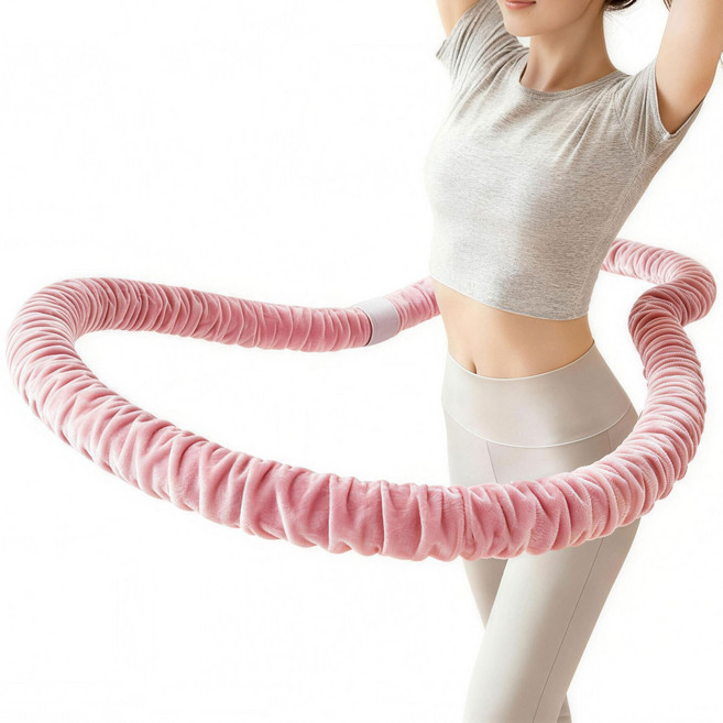 벨벳 소프트 훌라후프 1.5kg 여성용 복부 살빼기 도구 - 가벼운 회전 무게추 허리 보호 설계 지방 연소 쉬운 홈트, 1개, pink, 1500g