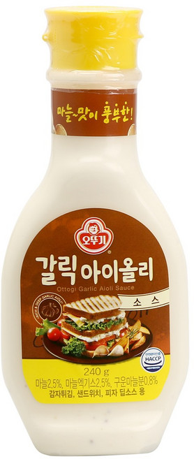 오뚜기 갈릭 아이올리 소스 240g x 3개 총 480g 감자튀김 샌드위치 피자 딥소스용, 1개