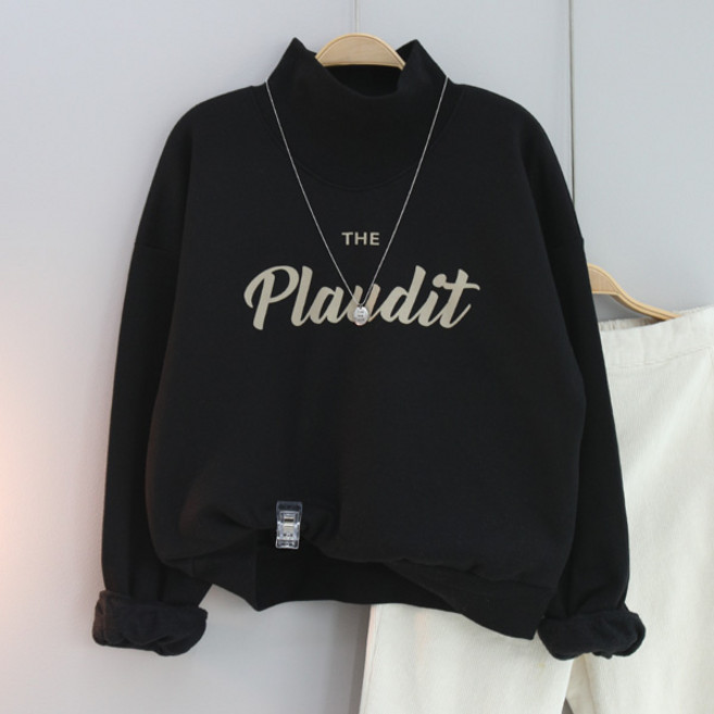 달콩 여성 기모맨투맨 크롭티 플로딧레터링폴라맨투맨(기모)