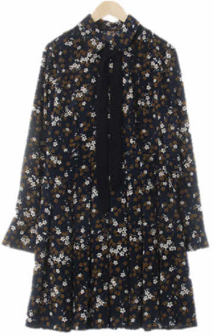 8919 미쏘 네이비 스카프주름미니원피스 [M]