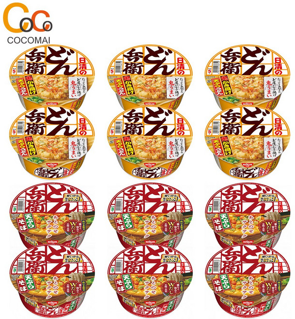 [6+6] 닛신 돈베이 컵라면 (튀김우동97g 6)+(튀김소바100g 6), 97g, 1개