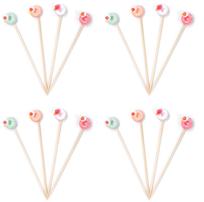 쓱싹 딸기도너츠 데코픽 4p, 혼합색상, 4세트