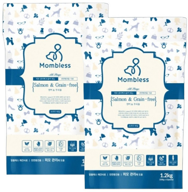 맘블레스 그레인프리 반습식사료 연어 피모 전연령 2.4kg, 피부/피모, 1개
