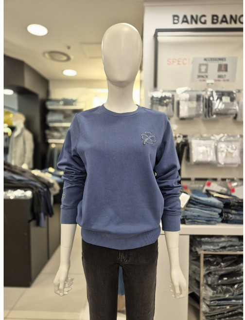 뱅뱅 가을 여성 네잎클로버 심플 맨투맨 티셔츠