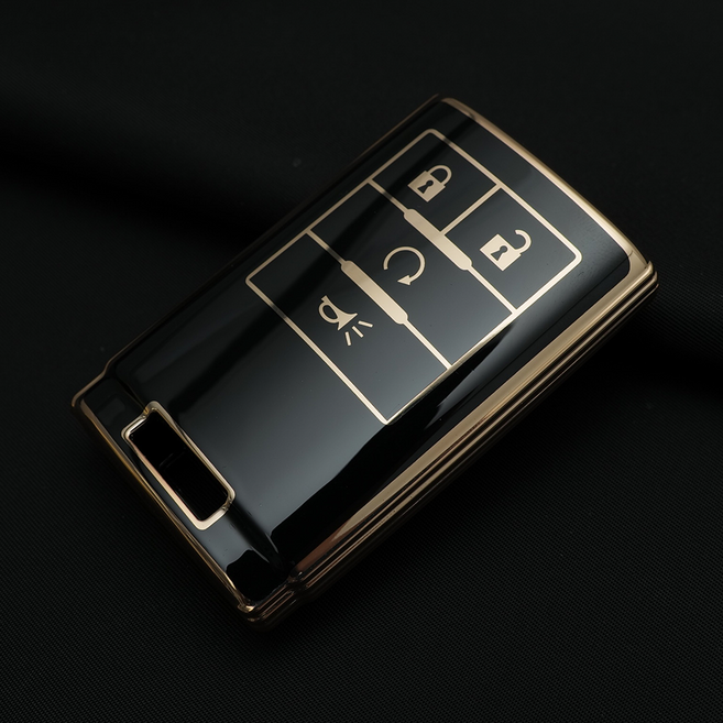 쉐보레 캡티바 캐딜락 SRX CTS 호환 스마트 차 키케이스 키홀더 TPU 키커버 리모컨, TA101-4버튼, 블랙골드