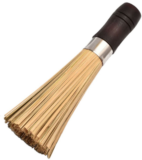 무드리빙 중식 웍 궁중팬 대나무 세척 솔 대형 31cm, 블랙, 1개