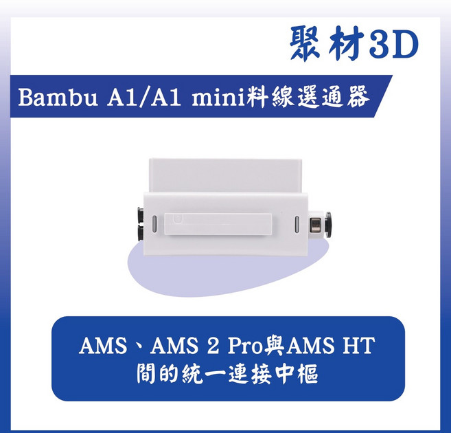 聚材3D Bambu A1/A1 mini 料線選通器 AMS、AMS 2 Pro與AMS HT 間的統一連接中樞, 白色, Bambu A1/A1 mini料線選通器
