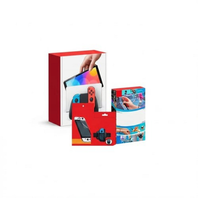 닌텐도 스위치 OLED 본체 네온 + 스포츠타이틀 + 필름 + 레그스트랩