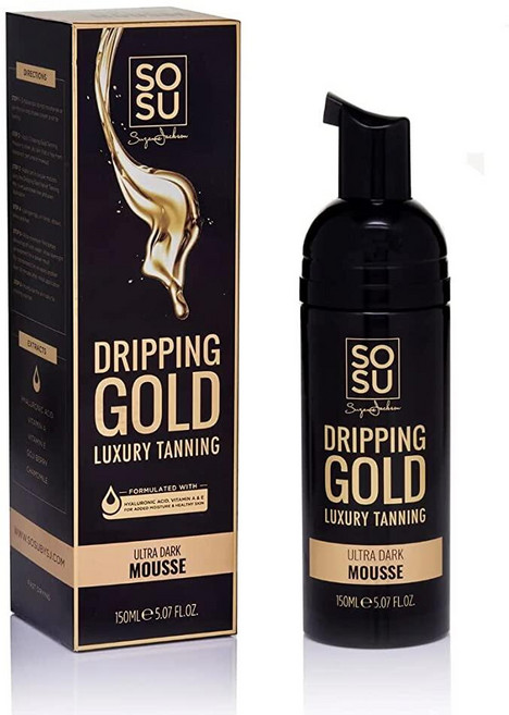 미국출고 평점4.5+ 154817 SOSU Dripping Gold 럭셔리 태닝 무스 141.7g(5온스). 히알루론산 비타민 A 및 E로 제조! 비건 친화적 크루얼티프리, 미국출고 평점4.5+ 154817 SOSU Drippi