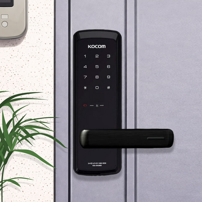 코콤 KDL-DK3800 1way 미니 주키 레버형 무타공 도어락 번호키 디지털도어록 현관문 블랙 빠른배송, 고객직접설치, 셀프설치(택배발송)