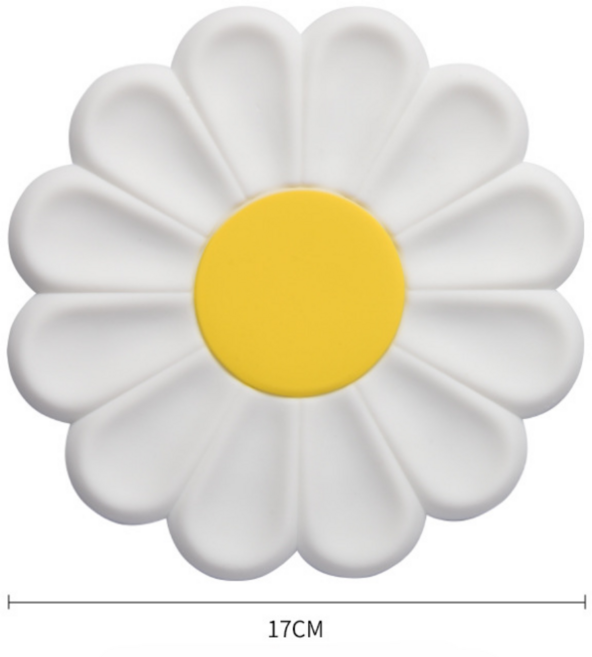 실리콘 데이지꽃 냄비받침 컵받침, 1개, 화이트(17cm)