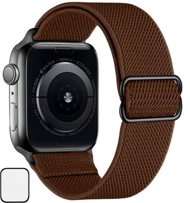 NUBASE 애플워치 호환 고탄력 링크 솔로루프 스포츠루프 버클 스트랩, 딥브라운