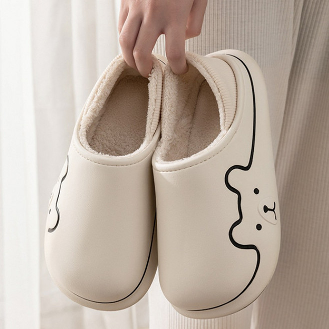 제이투 여성용 겨울 방한 기모 곰돌이 실내 EVA 털슬리퍼 실내화