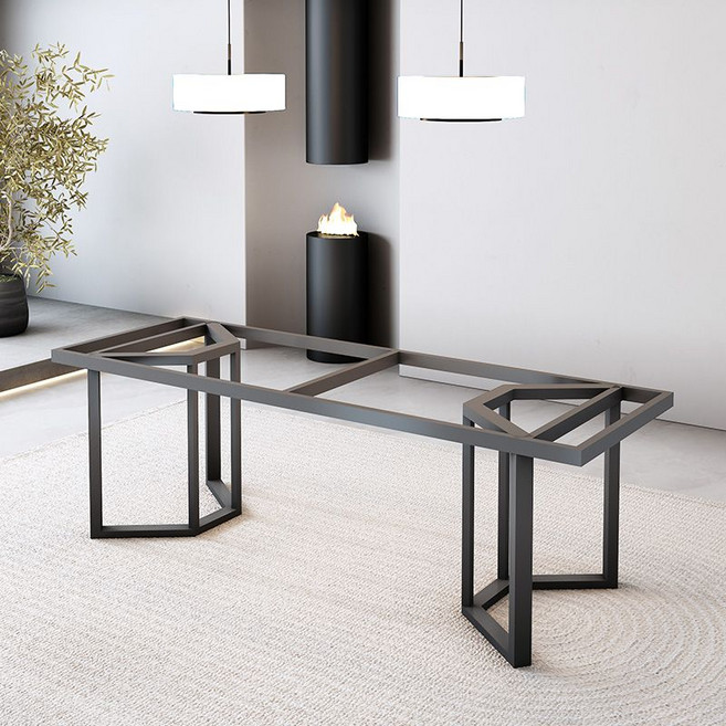 철제 다리 탁자 데스크 식탁 철재 테이블 프레임 가구, 1인용, G. 블랙 140x60x73cm