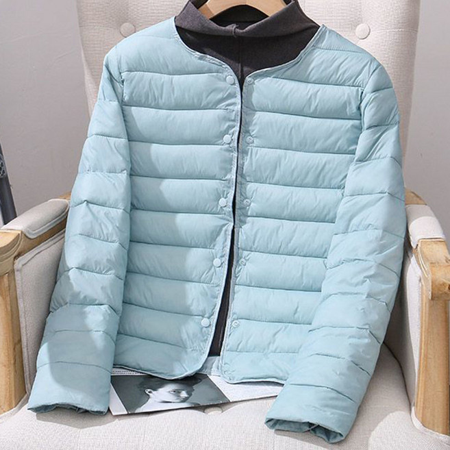 ROYALBELLE 경량 숏기장 편안한 데일리 엄마 라운드넥 패딩 자켓 V0120204