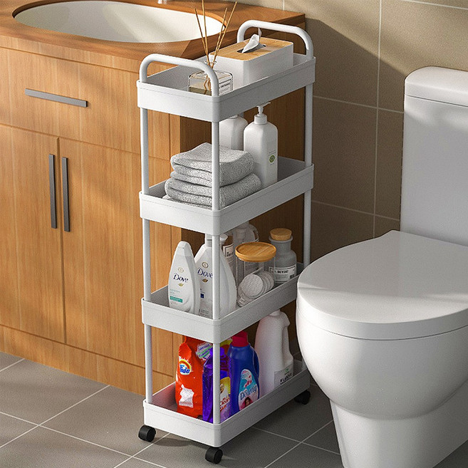 노블민트 틈새수납장 이동식 선반 욕실 코너 수납함, 화이트