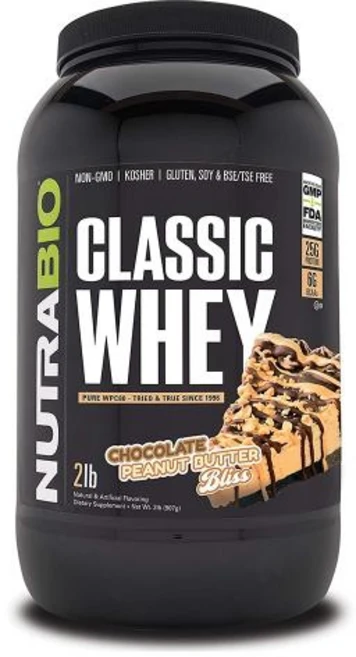 뉴트라바이오 클래식 유청 단백질 쉐이크 907g (초콜릿 피넛 버터) NutraBio Classic Whey Chocolate, 1개 - 쿠팡