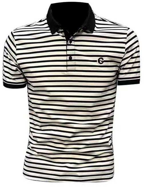 십전십미 남자 스트라이프 반팔 티셔츠 여름 솔리드 캐주얼 라운드넥 슬림 티셔츠