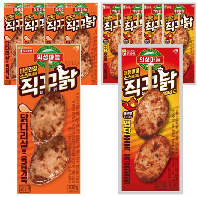 롯데 의성마늘 직꾸닭 오리지널 100gx5 + 매콤레드100gx5 / 핫바, 1개, 1kg