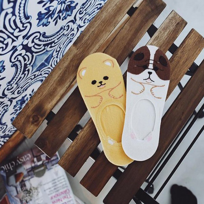 GGRN 여성 양말 페이크삭스 방가방가애니멀덧신 W-F-018