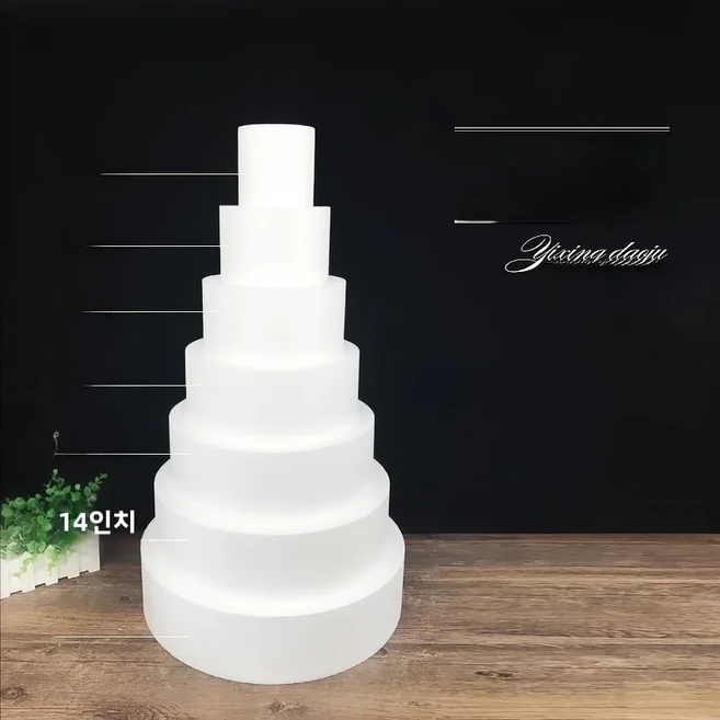 8인치 폼 케이크 모델 페이스트리 데코레이팅 도구 세트 설탕 몰드 연습용 더미 버터크림 필링 (베이킹/쿠, 14 6inch 직경 15 높이 7cm, 1개