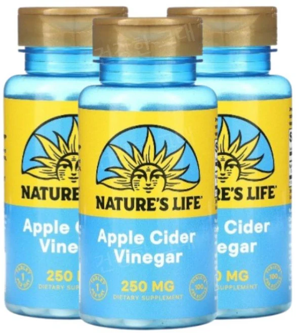 네이처스라이프 사과식초 애플사이다비니거 250mg 100정 3개 애사비 애플사이다비네거 - 쿠팡